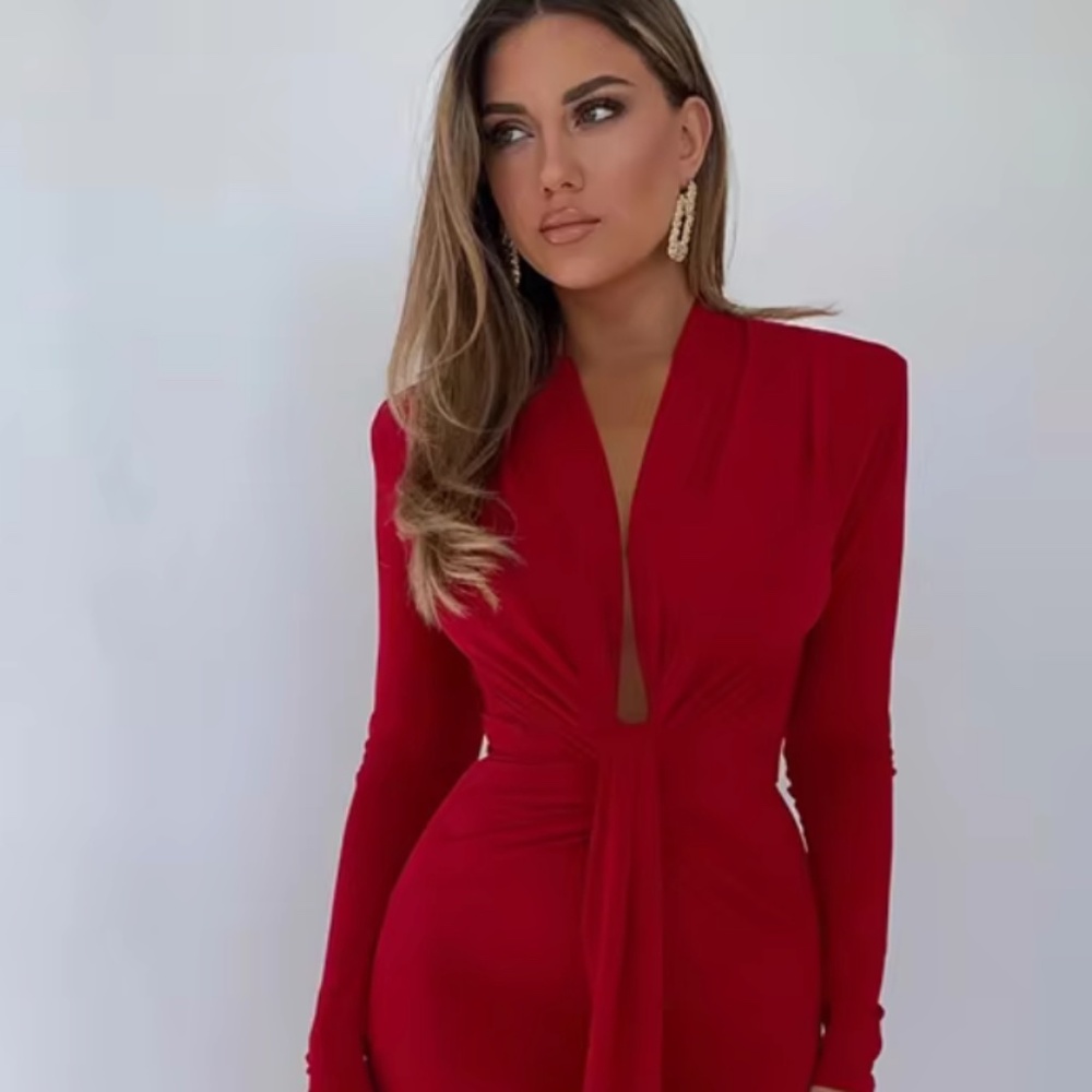 Articat Side Split Pleated Evening Dress Women Sexy Slim High Waist Elegant
